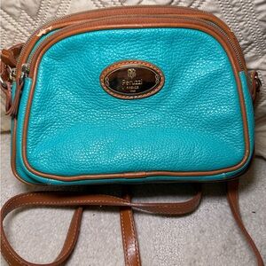 Turquoise and Brown Leather Crossbody Bag